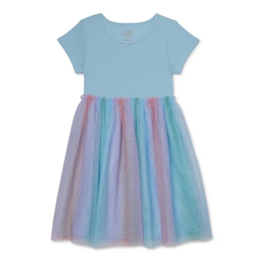 Wonder Nation Fit & Flare Blue Rainbow Tutu Dress